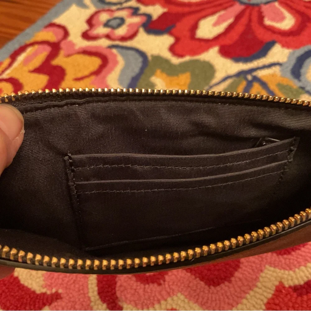 Coach Signature Canvas Brown/Black Corner Zip Wristlet NWOT